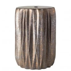 SURYA GARDEN GROOVE CERAMIC STOOL: OXIDIZED COPPER
