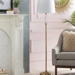 SURYA GEMMA FLOOR LAMP: ANTIQUE BRASS