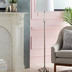 SURYA GEMMA FLOOR LAMP: BRUSHED SILVER Lighting