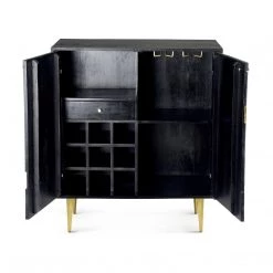 MOES GEOMETRIC BRASS + MANGO WOOD BAR CABINET