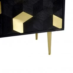 MOES GEOMETRIC BRASS + MANGO WOOD BAR CABINET