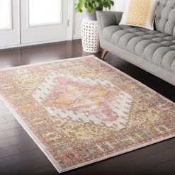 SURYA BRIA RUG: CORAL, YELLOW