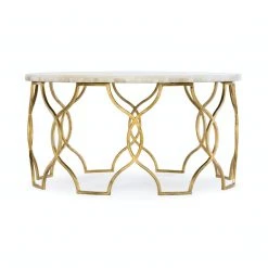 HOOKER GILDED ROUND ONYX TOP COCKTAIL TABLE