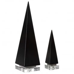 UTTERMOST GLOSS BLACK PYRAMID SCULPTURES | SET OF 2 Pillows + Decor