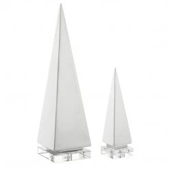 UTTERMOST Pillows + Decor GLOSS WHITE PYRAMID SCULPTURES | SET OF 2