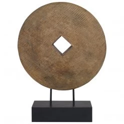 UTTERMOST GOA PRIMITIVE PULLEY WHEEL SCULPTURE