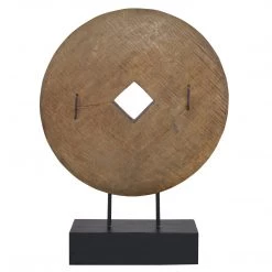 UTTERMOST GOA PRIMITIVE PULLEY WHEEL SCULPTURE