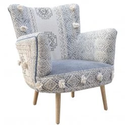 ZUO GOA VINTAGE PRINT ARM CHAIR: DENIM, MULTI Furniture