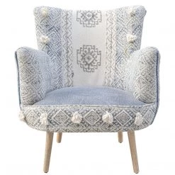 ZUO GOA VINTAGE PRINT ARM CHAIR: DENIM, MULTI Furniture