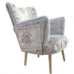 ZUO GOA VINTAGE PRINT ARM CHAIR: DENIM, MULTI Furniture