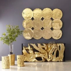 PHILLIPS COLLECTION Wall Sculptures + Decor GOLD CAST OIL DRUM WALL DISCS | SET OF 4