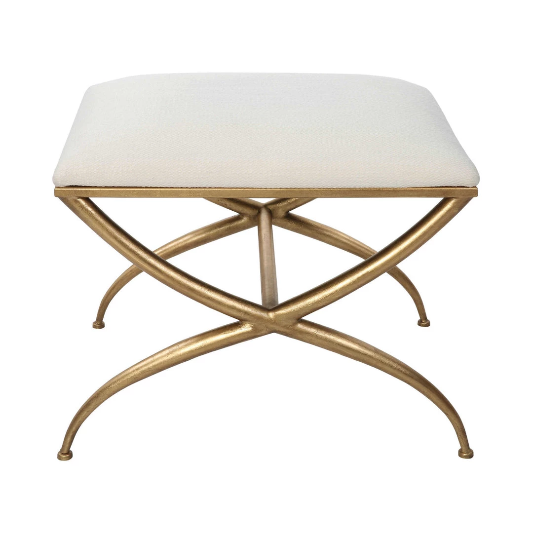 UTTERMOST GOLD CROSSING SMALL BENCH: WHITE Furniture 1 UTTERMOST GOLD CROSSING SMALL BENCH: WHITE Furniture