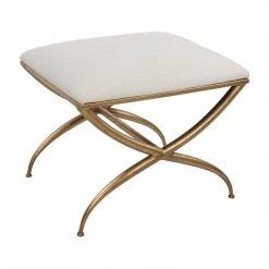 UTTERMOST GOLD CROSSING SMALL BENCH: WHITE Furniture 7 UTTERMOST GOLD CROSSING SMALL BENCH: WHITE Furniture