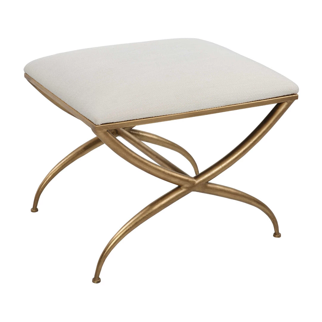 UTTERMOST GOLD CROSSING SMALL BENCH: WHITE Furniture 3 UTTERMOST GOLD CROSSING SMALL BENCH: WHITE Furniture