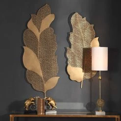 UTTERMOST Wall Sculptures + Decor GOLD LACED LEAVES WALL DECOR | SET OF 2