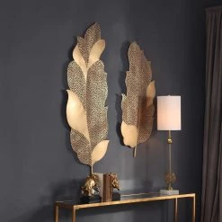 UTTERMOST Wall Sculptures + Decor GOLD LACED LEAVES WALL DECOR | SET OF 2