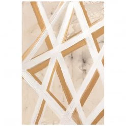 L ART "GOLD PATHS III" NATURAL CANVAS HAND PAINTING Wall Art