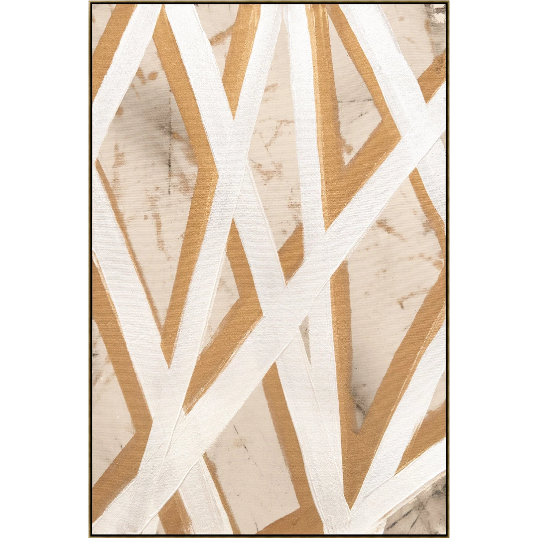 L ART "GOLD PATHS I" NATURAL CANVAS HAND PAINTING 5 L ART "GOLD PATHS I" NATURAL CANVAS HAND PAINTING