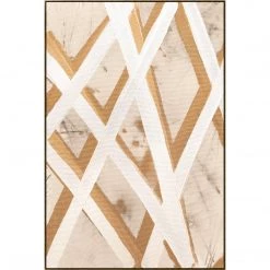 L ART "GOLD PATHS I" NATURAL CANVAS HAND PAINTING 13 L ART