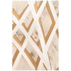 L ART "GOLD PATHS I" NATURAL CANVAS HAND PAINTING 12 L ART