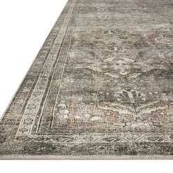 LOLOI GOPESH VINTAGE PRINT FLAT RUG: ANTIQUE MOSS