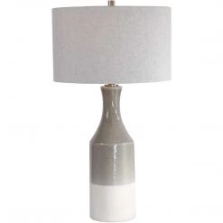 UTTERMOST Lighting GRAY GLAZE + WHITE DIPPED CERAMIC TABLE LAMP