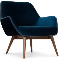 NUEVO Living Room GRETCHEN ARM CHAIR: MIDNIGHT BLUE VELVET