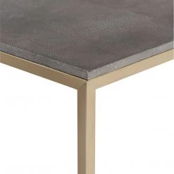 UTTERMOST Living Room GREY SHAGREEN & BRASS SQUARE COFFEE TABLE