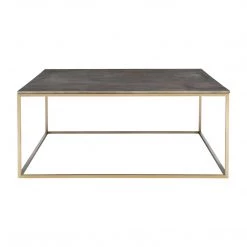 UTTERMOST Living Room GREY SHAGREEN & BRASS SQUARE COFFEE TABLE