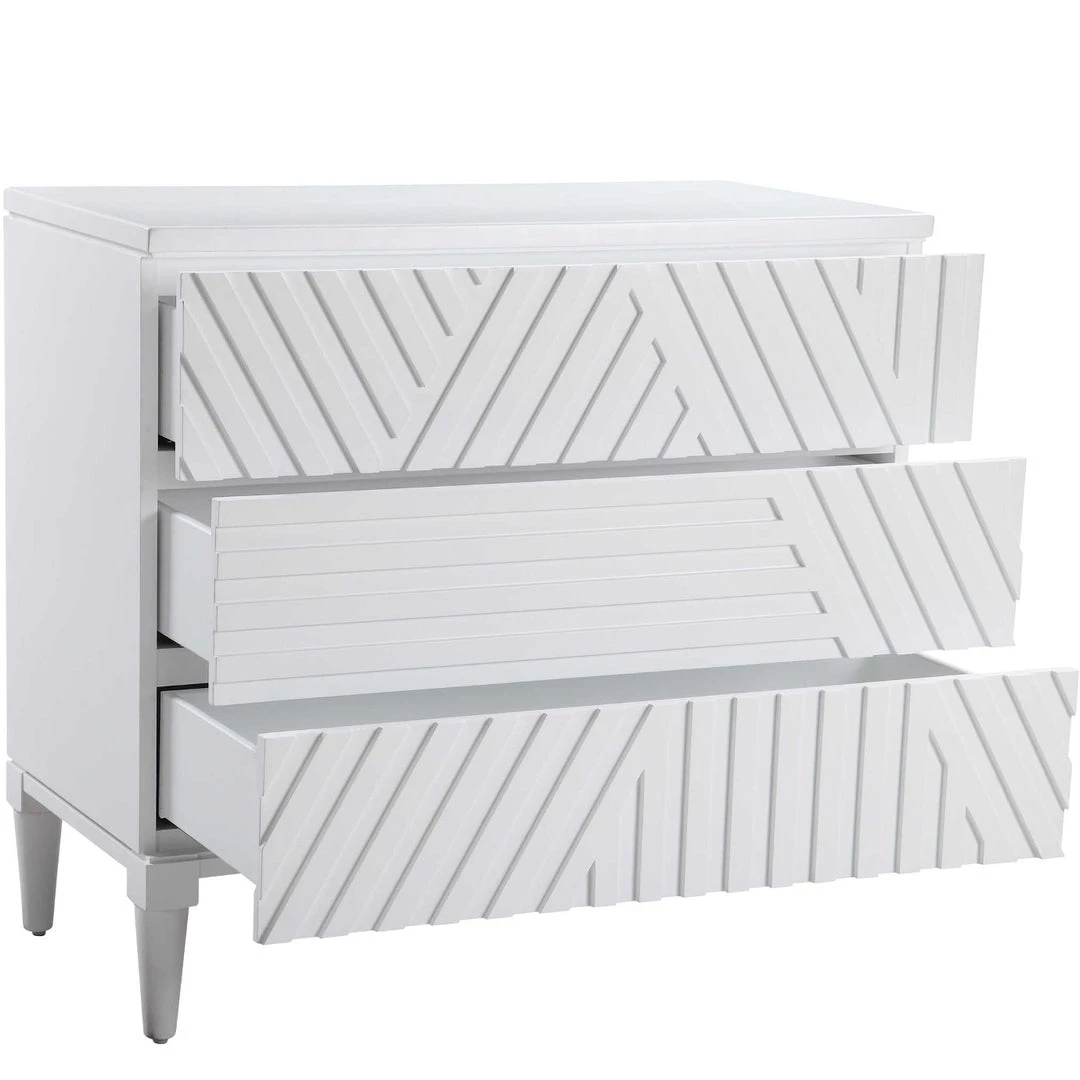 UTTERMOST GROOVY GEOMETRIC STRIPES CHEST: WHITE 5 UTTERMOST GROOVY GEOMETRIC STRIPES CHEST: WHITE