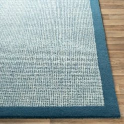 SURYA HAND TUFTED WOOL BORDER RUG: BLUE