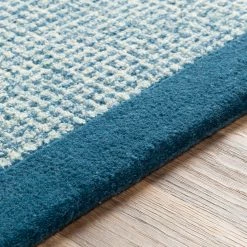 SURYA HAND TUFTED WOOL BORDER RUG: BLUE