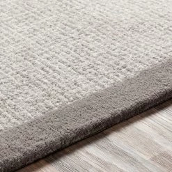 SURYA HAND TUFTED WOOL BORDER RUG: GRAY