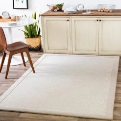 SURYA HAND TUFTED WOOL BORDER RUG: SILVER BIRCH