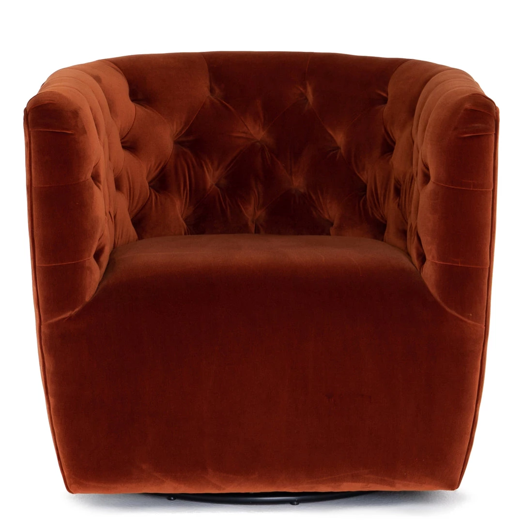 FOUR HANDS HANOVER SAPPHIRE RUST VELVET SWIVEL CHAIR 1 FOUR HANDS HANOVER SAPPHIRE RUST VELVET SWIVEL CHAIR