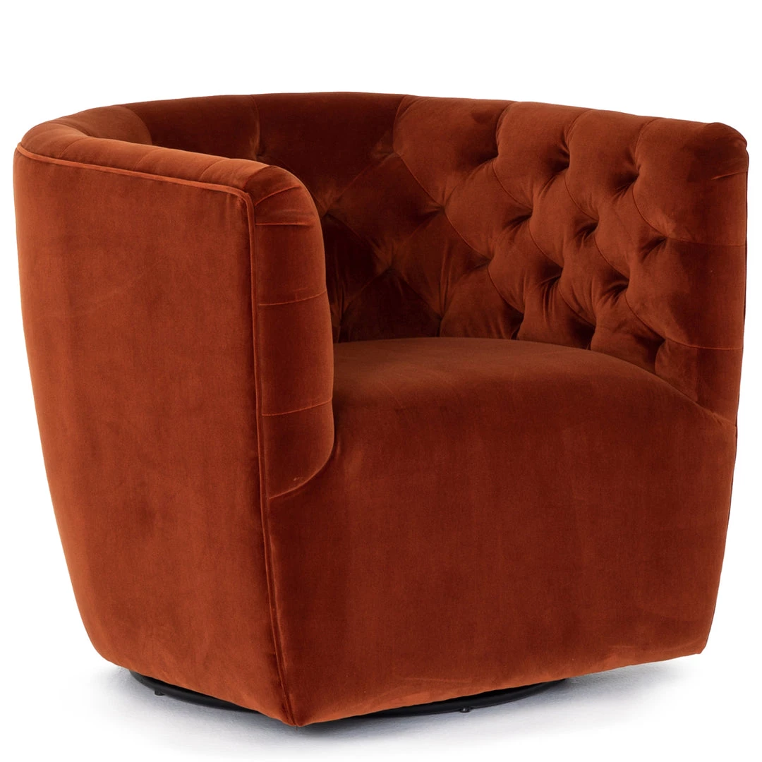 FOUR HANDS HANOVER SAPPHIRE RUST VELVET SWIVEL CHAIR 2 FOUR HANDS HANOVER SAPPHIRE RUST VELVET SWIVEL CHAIR