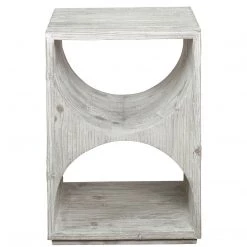 UTTERMOST Furniture HANS RUSTIC WHITE SIDE TABLE