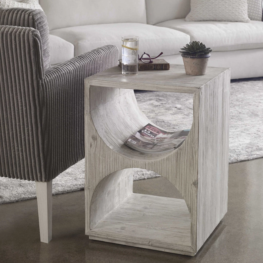UTTERMOST Furniture HANS RUSTIC WHITE SIDE TABLE 2 UTTERMOST Furniture HANS RUSTIC WHITE SIDE TABLE