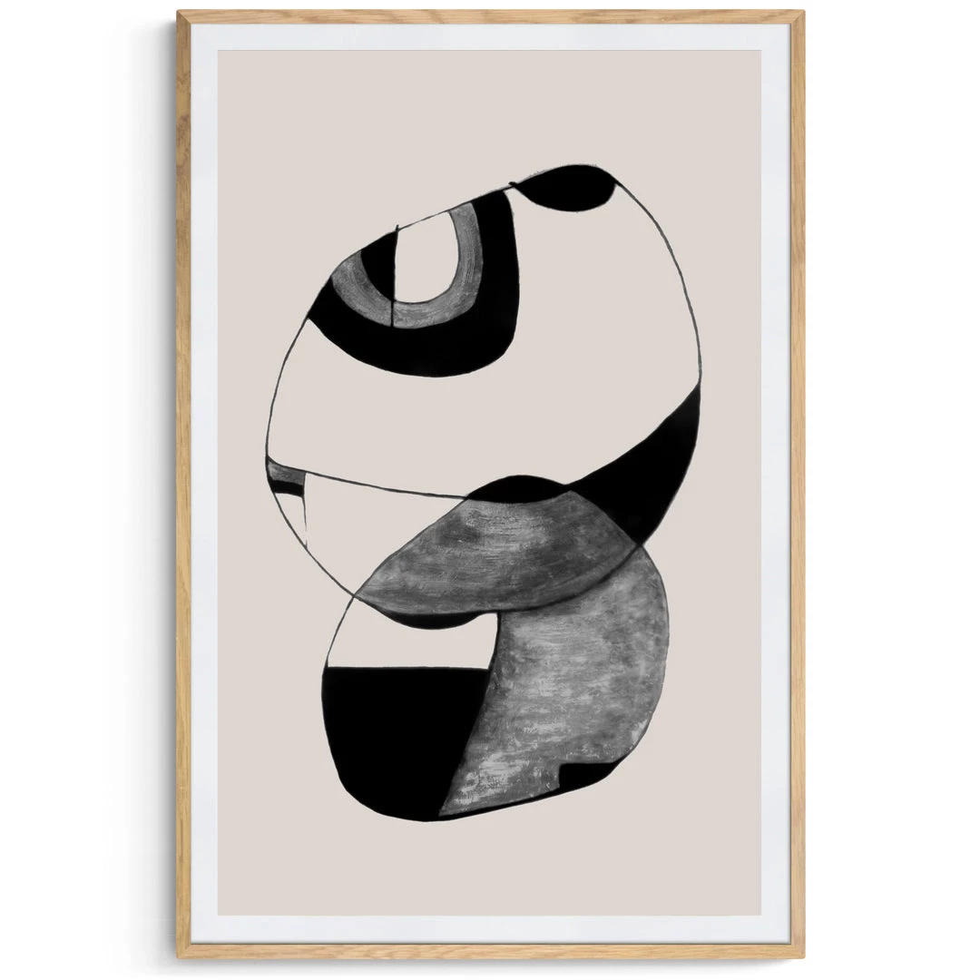 MOES "HAPPINESS" GLASS FRAMED ABSTRACT PRINT 3 MOES "HAPPINESS" GLASS FRAMED ABSTRACT PRINT