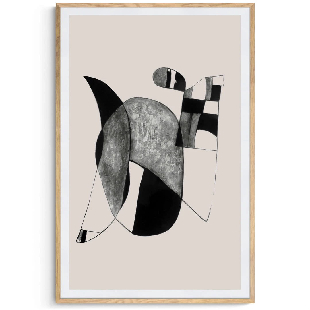 MOES "HAPPINESS" GLASS FRAMED ABSTRACT PRINT 6 MOES "HAPPINESS" GLASS FRAMED ABSTRACT PRINT