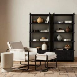 FOUR HANDS HARBOR NATURAL CANVAS ARM CHAIR + ACCENT STOOL