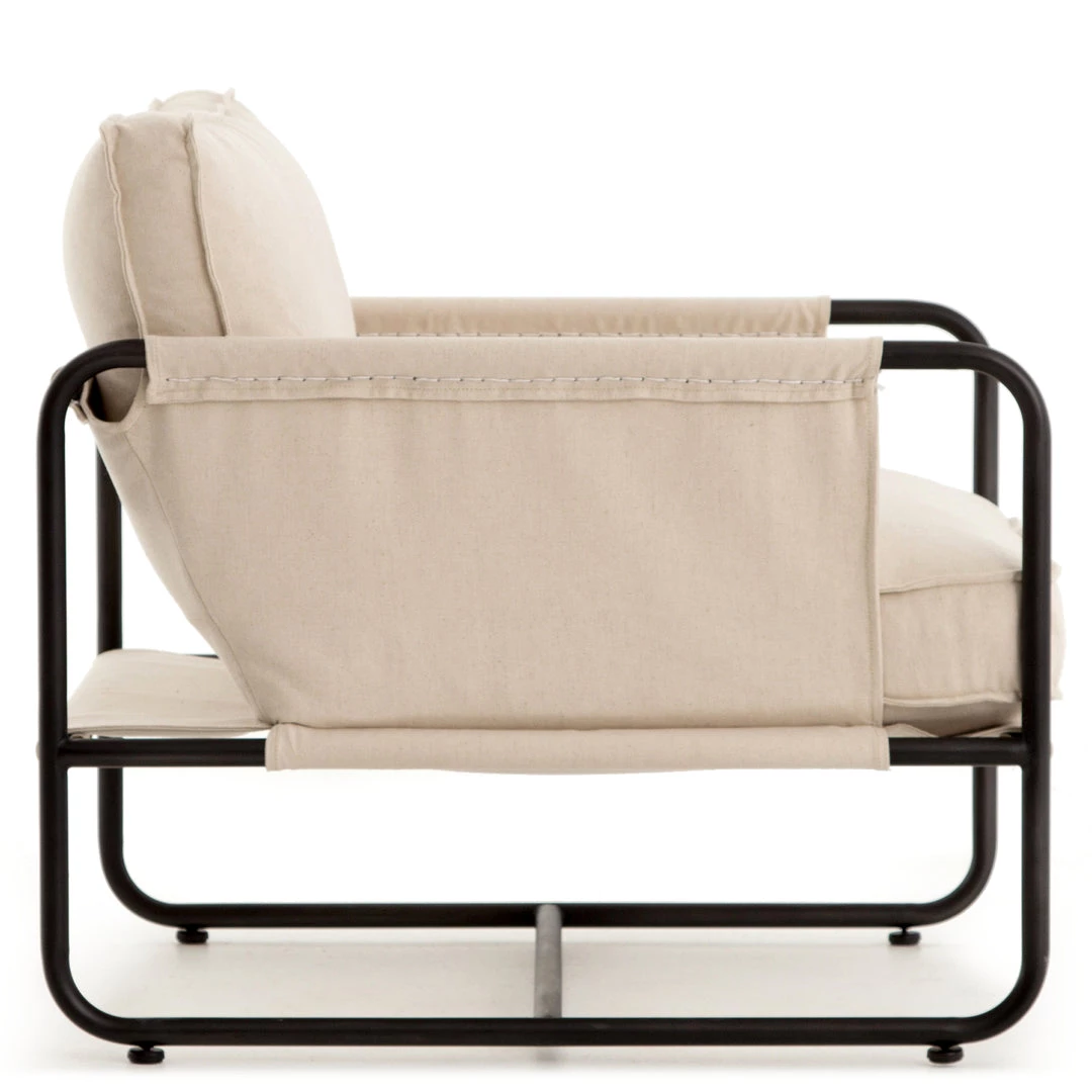 FOUR HANDS HARBOR NATURAL CANVAS ARM CHAIR + ACCENT STOOL 4 FOUR HANDS HARBOR NATURAL CANVAS ARM CHAIR + ACCENT STOOL