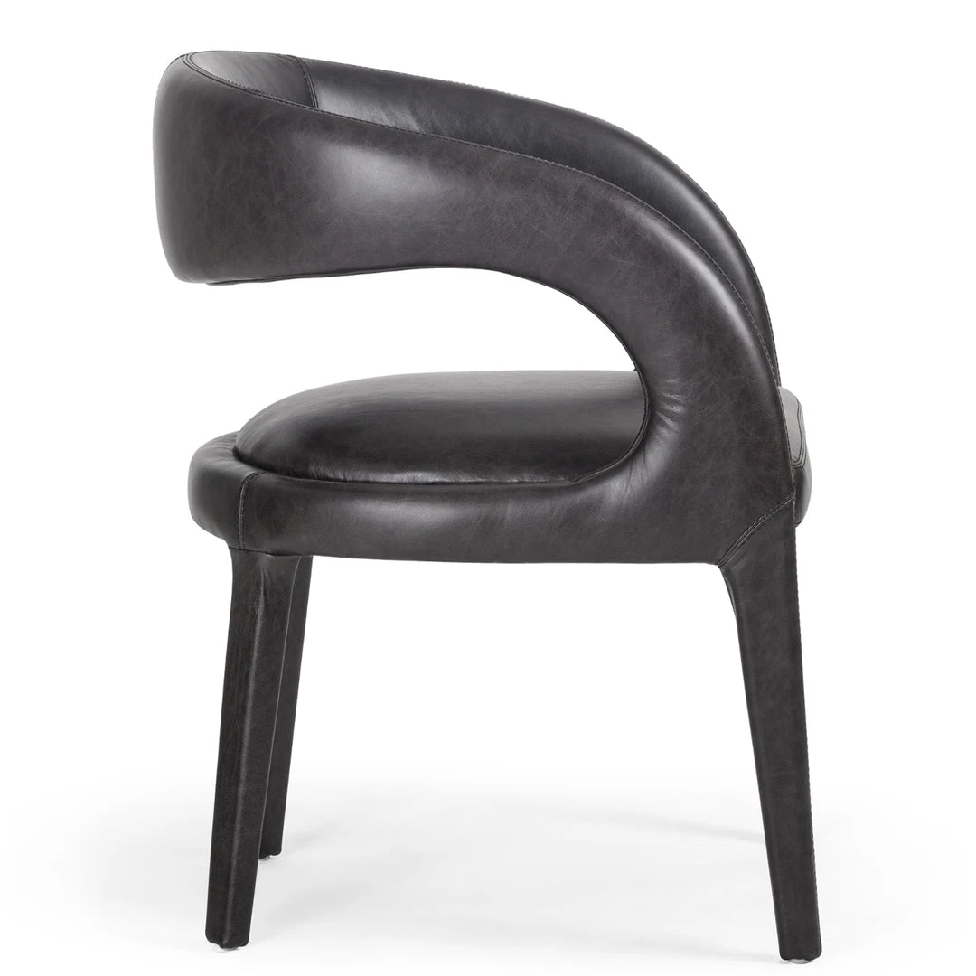 FOUR HANDS HAWKINS BLACK LEATHER DINING CHAIR 2 FOUR HANDS HAWKINS BLACK LEATHER DINING CHAIR