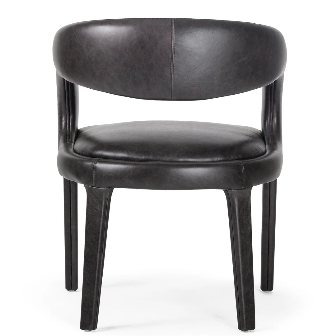FOUR HANDS HAWKINS BLACK LEATHER DINING CHAIR 4 FOUR HANDS HAWKINS BLACK LEATHER DINING CHAIR