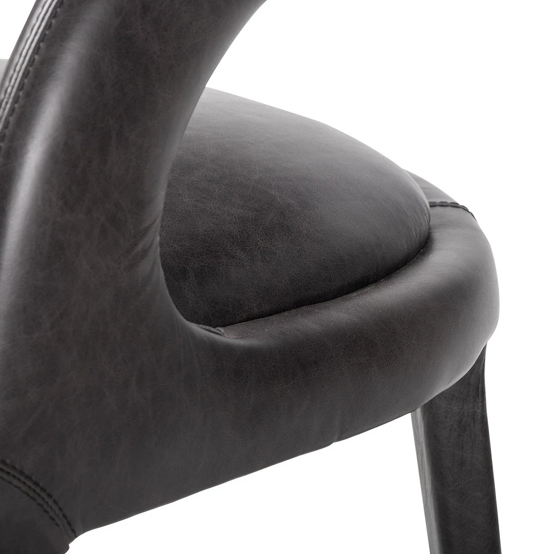 FOUR HANDS HAWKINS BLACK LEATHER DINING CHAIR 8 FOUR HANDS HAWKINS BLACK LEATHER DINING CHAIR