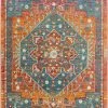 SURYA HADEYA RUG: ORANGE, AQUA