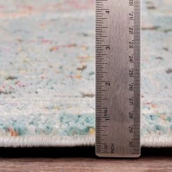 SURYA KAFELE RUG: AQUA, LIME MULTI