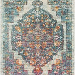 SURYA HADREA RUG: AQUA, BERRY MULTI