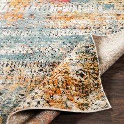 SURYA GADHI RUG: AQUA, YELLOW