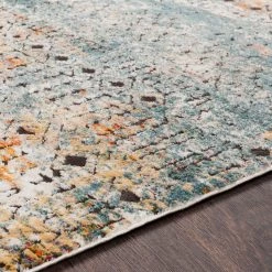 SURYA GADHI RUG: AQUA, YELLOW